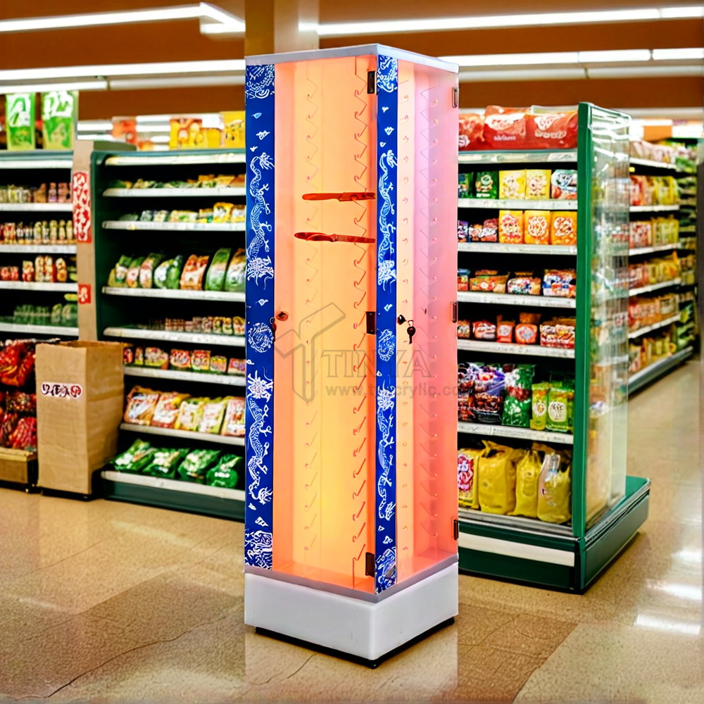 落地四面開門，帶RGB發光的亞克力刀架