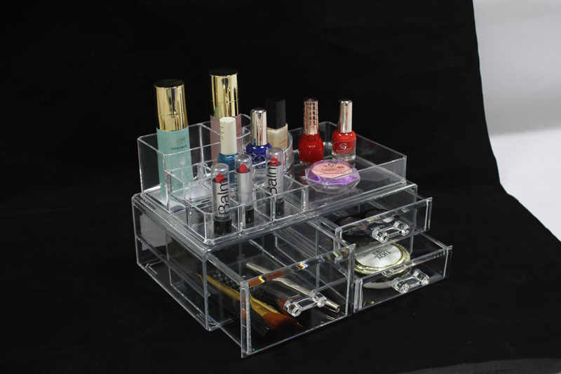 三格抽屜亞克力化妝品收納盒