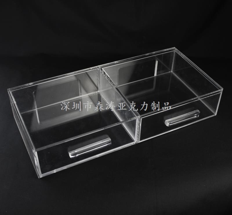 一層雙拉透明亞克力收納盒