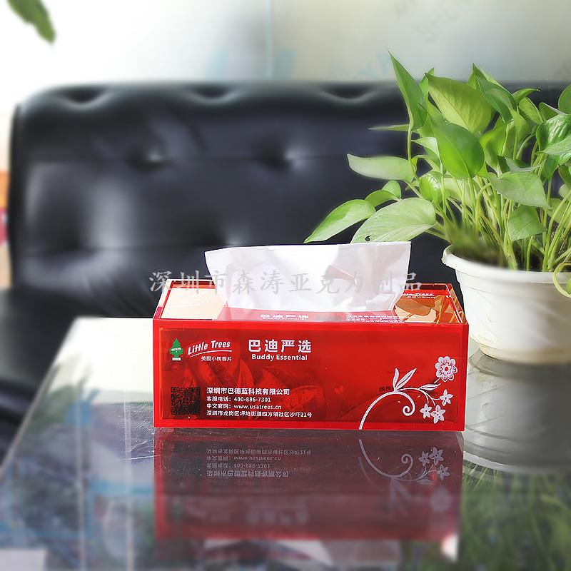 （紅色）彩色亞克力紙巾盒