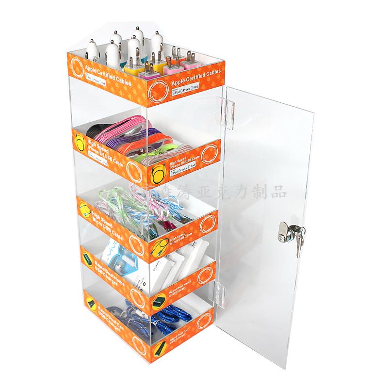 5層帶門數碼配件亞克力展示架